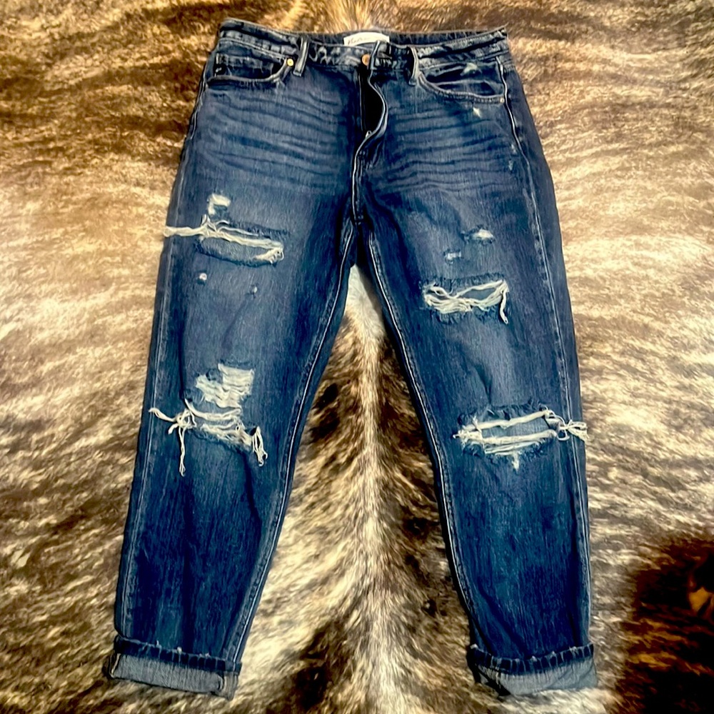 KanCan Distressed cropped jeans